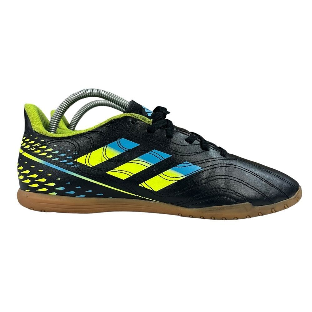 adidas Black Indoor Soccer Shoes with Neon Yellow & Blue Accents